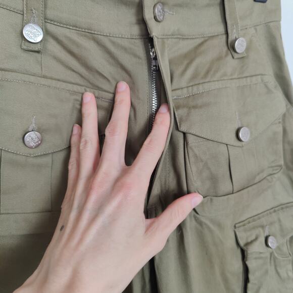 With Jean Tommy Pants Womens XXS Low Rise Baggy Cargo Y2K Khaki Tan Pockets - Picture 4 of 7